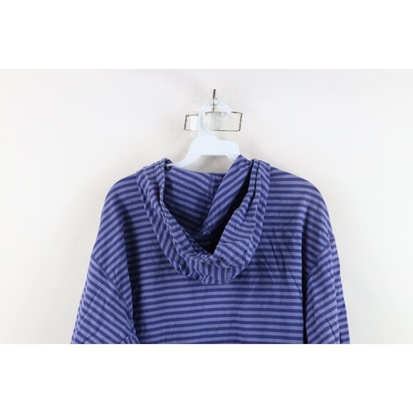 Vintage 90s Esprit Womens Small Spell Out Babydoll Striped Hoodie T-Shirt Purple - Picture 9 of 10